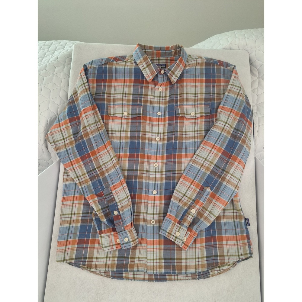 Patagonia Buckshot Flannel Shirt Mens Large Long Sleeve Plaid Organic Cotton